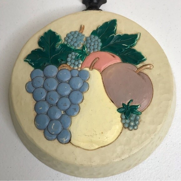 Vintage Floral Coffee Pot Fruit Frying Pan Wall Hangers Made In USA MCMXCV 1995 - Picture 4 of 13